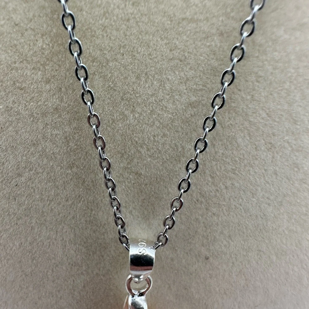 Flower Agate Teardrop Pendant Necklace - Picture 6 of 11